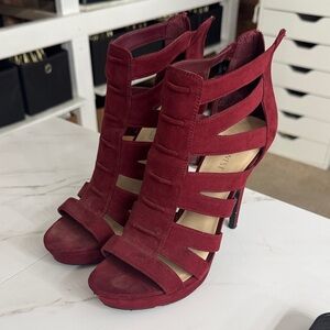 Nine West Burgundy Strappy Heels